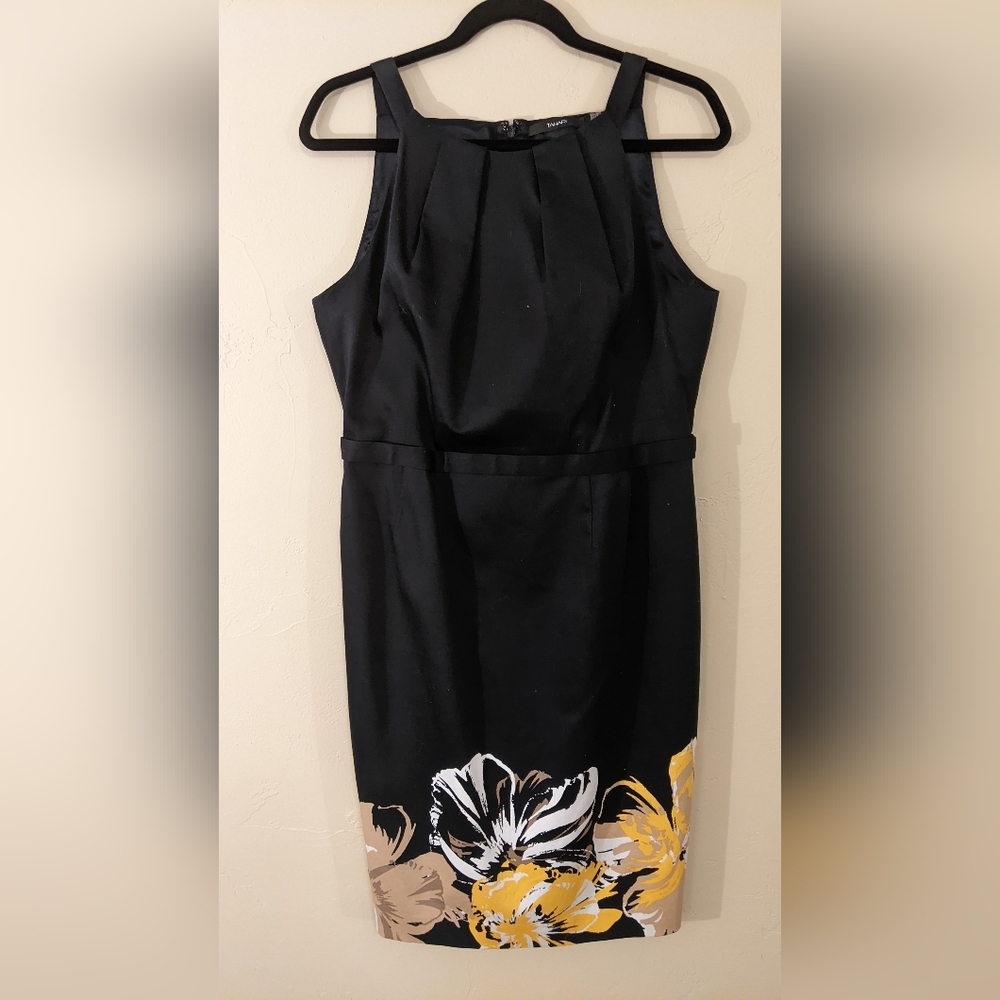 Tahari Sheath Dress Size 12 Navy Blue Floral NWT